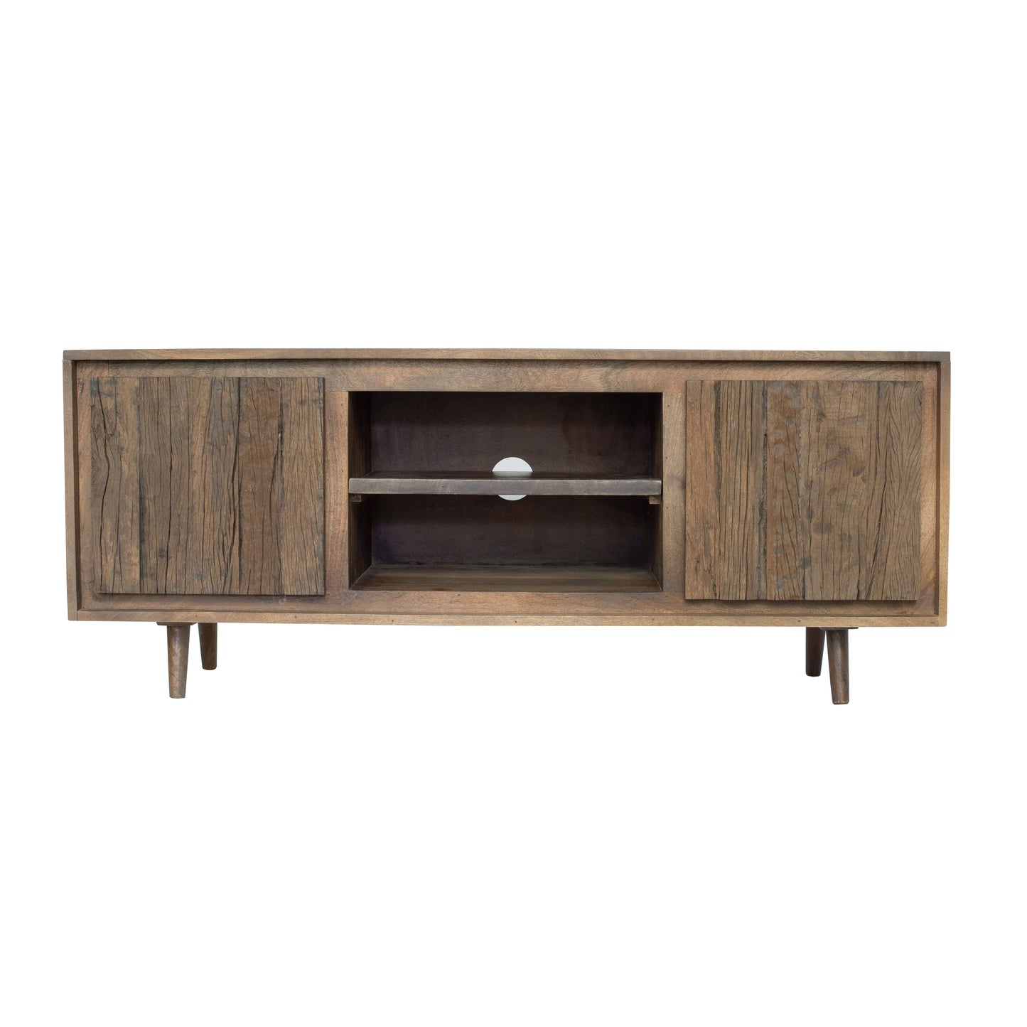 55x16x22.5" TV Cabinet With Recycled Wood 2 Door