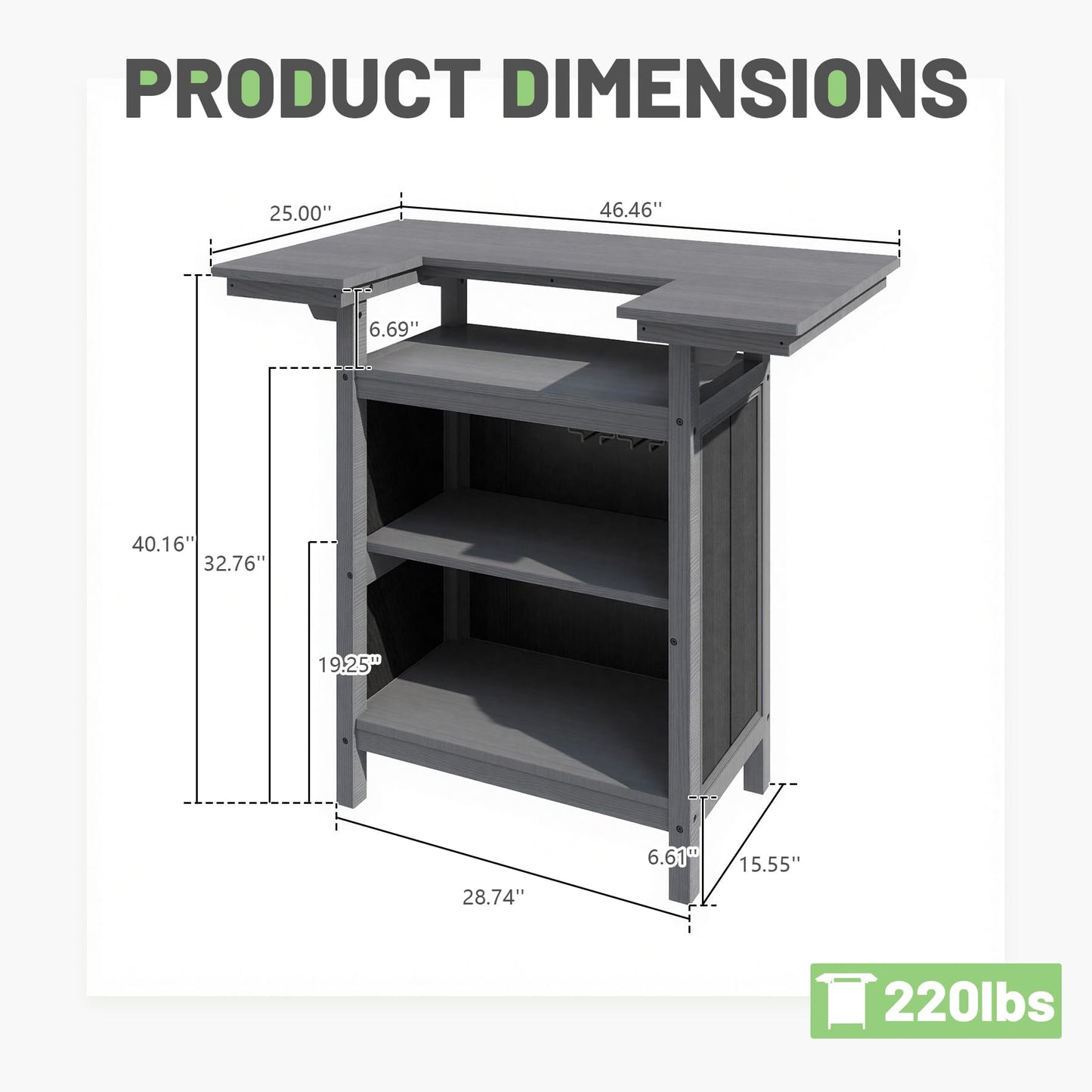Outdoor Bar Patio Kitchen Island with HDPE & Aluminum Frame