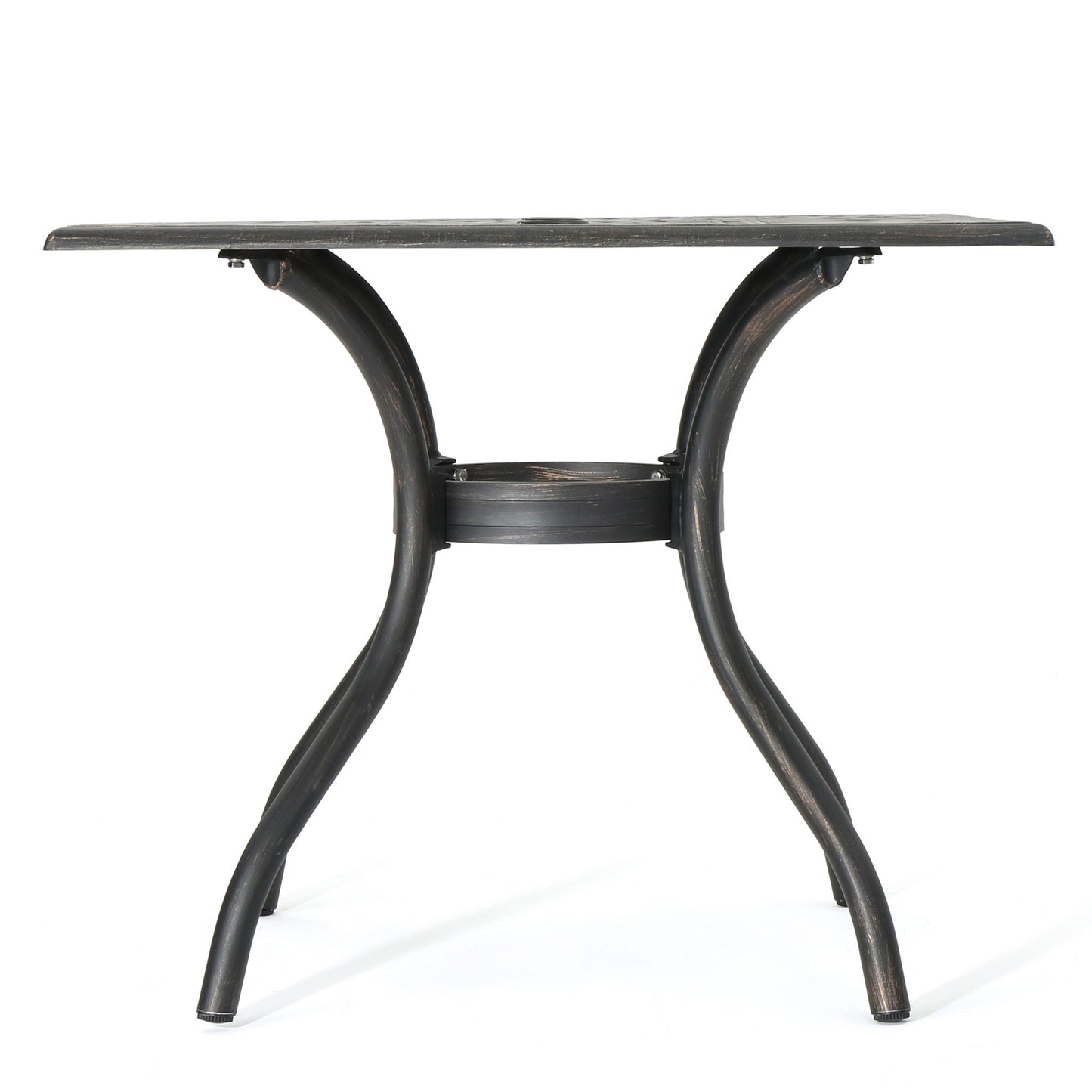 Enchantia Outdoor Square Dining Table with Weave Tabletop and Flared Legs - Copper