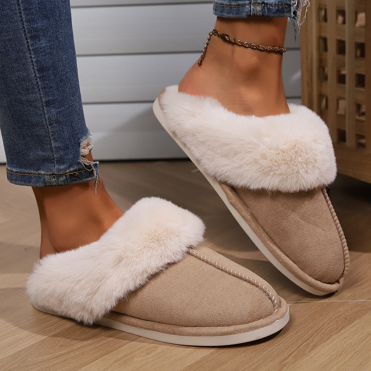 Cotton Slippers Thickened For Indoor Use In Autumn And Winter Half-covered