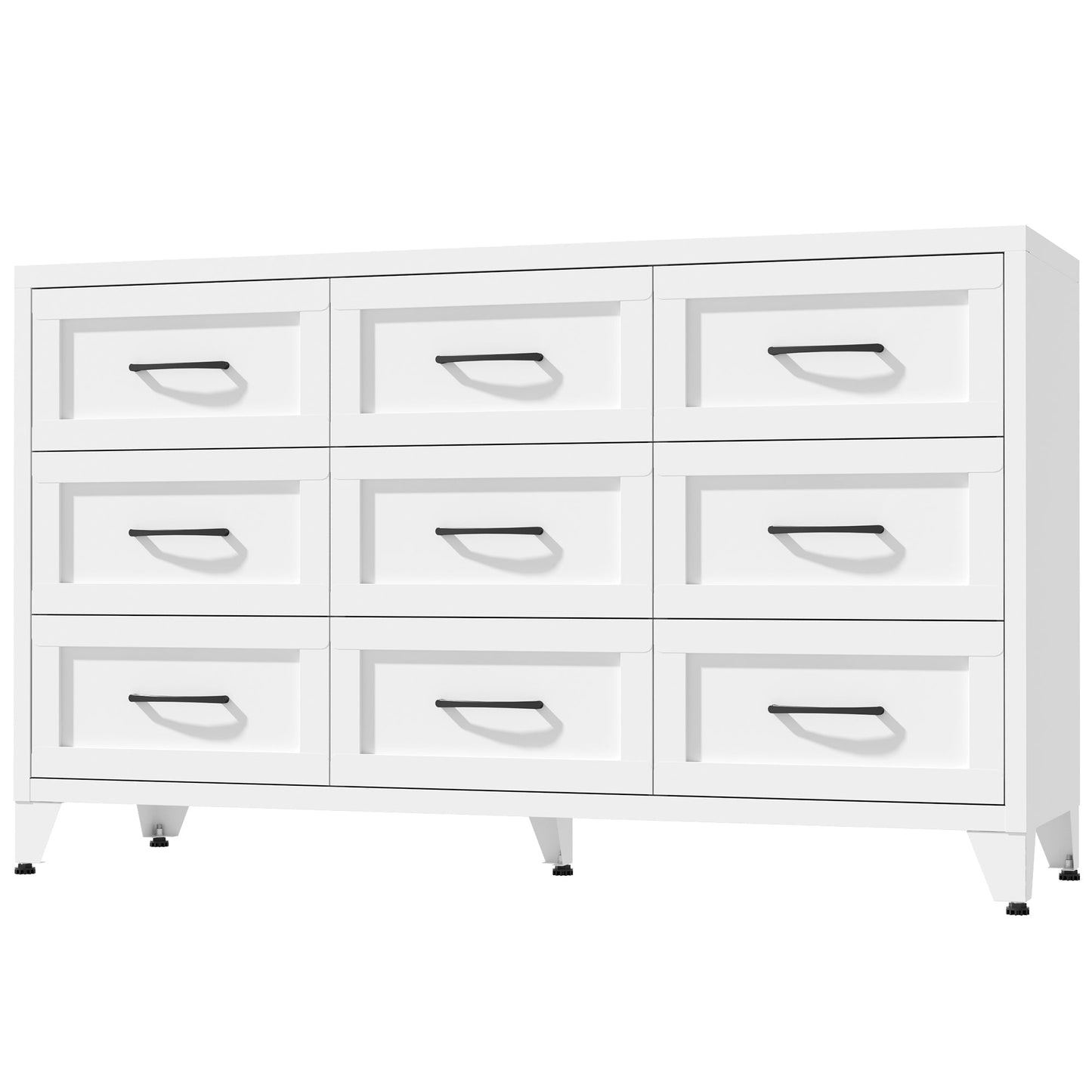 9 Drawer White Metal Dresser with Quiet-Glide Rails