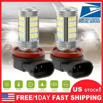 2PCS 800lm H8/H9/ H11 LED Fog DRL Light Bulb IP65 Water-Resistant 360¡ Beam Angle 6000K White