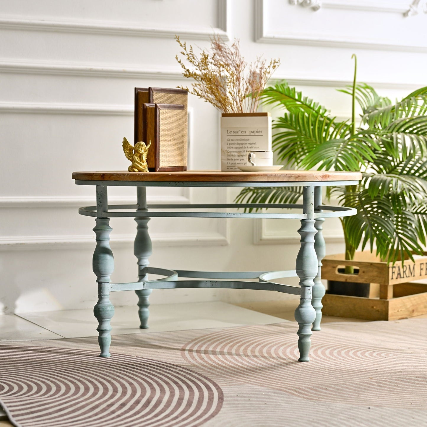 Round Top Carved Table For Living Room