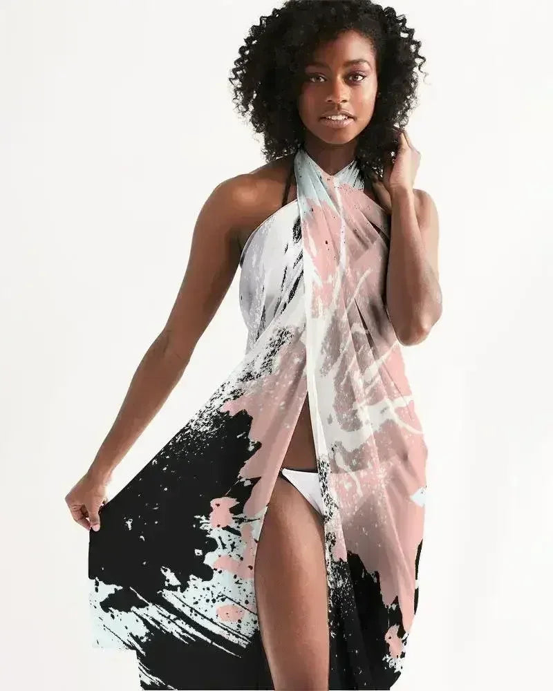 Sheer Swimsuit Cover Up Abstract Print Pastels