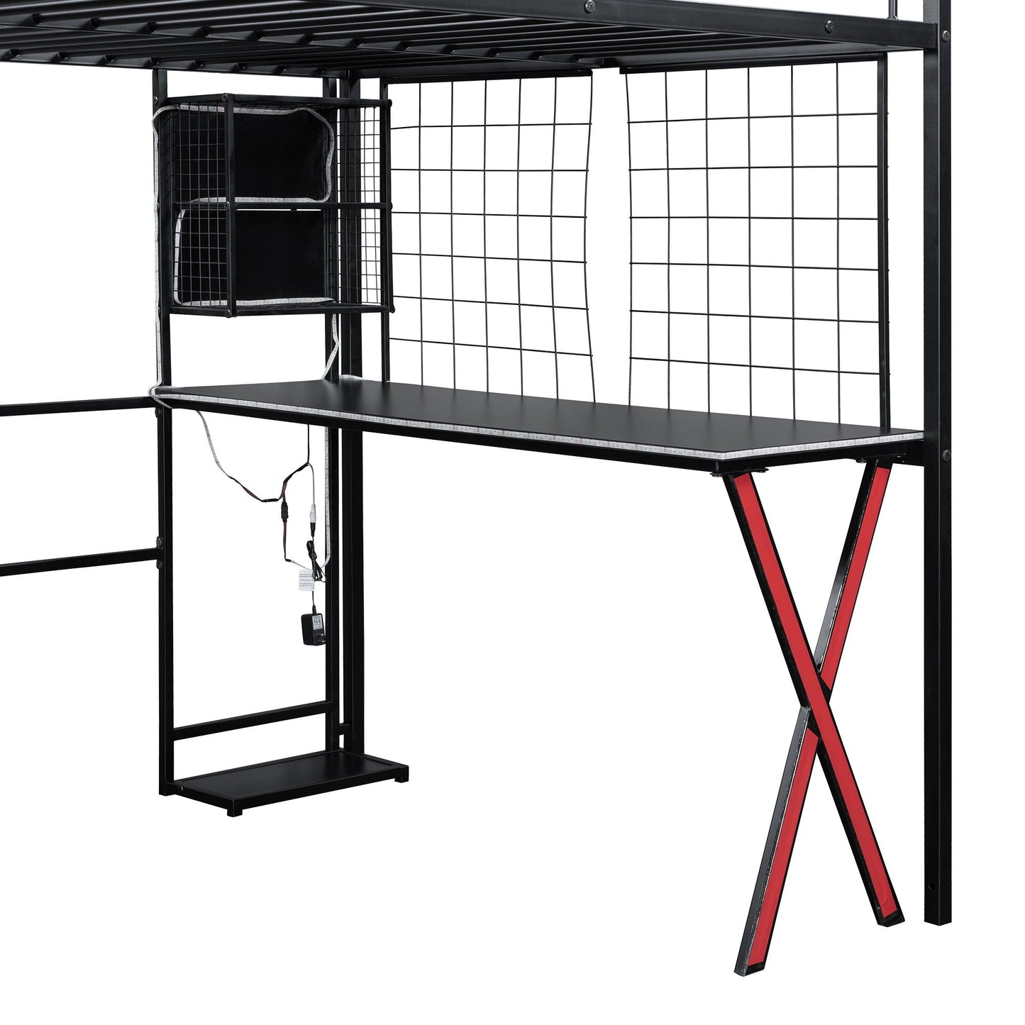 Loft Bed With Built In Work Station, Wardrobe, Storage Staircase And LED
