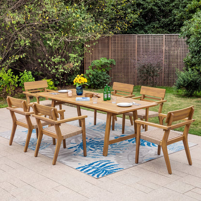 7-Piece Extendable Acacia Wood Outdoor Dining Set