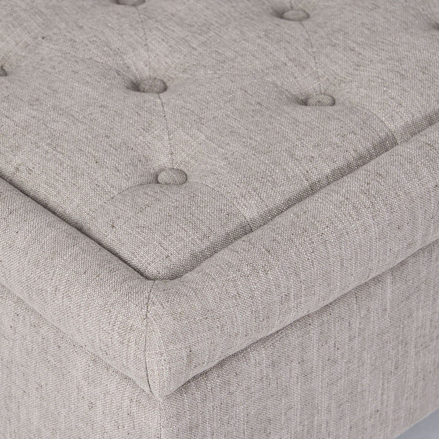 Dean Fabric Storage Wide Tufted Rectangle Ottoman - Gray