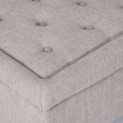Dean Fabric Storage Wide Tufted Rectangle Ottoman - Gray