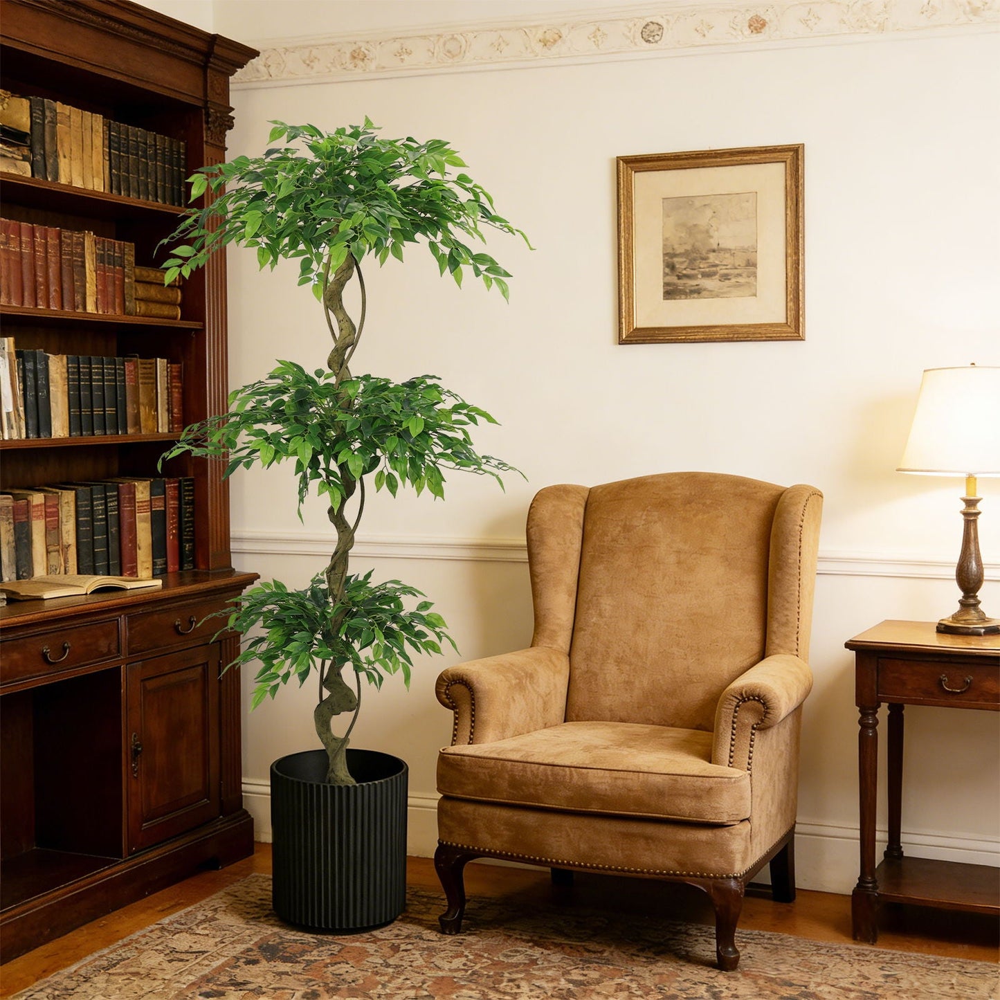 Artificial Ficus Tree With Pot For Home Decor Indoor Plant - Green