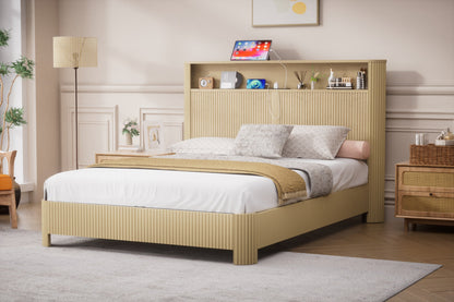 Queen Size Bed Frame With Storage Headboard