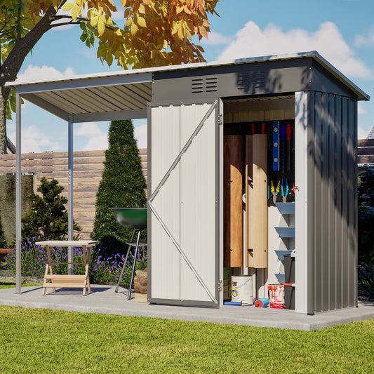 Durable 5x3FT Galvanized Steel Shed & Gazebo Combo