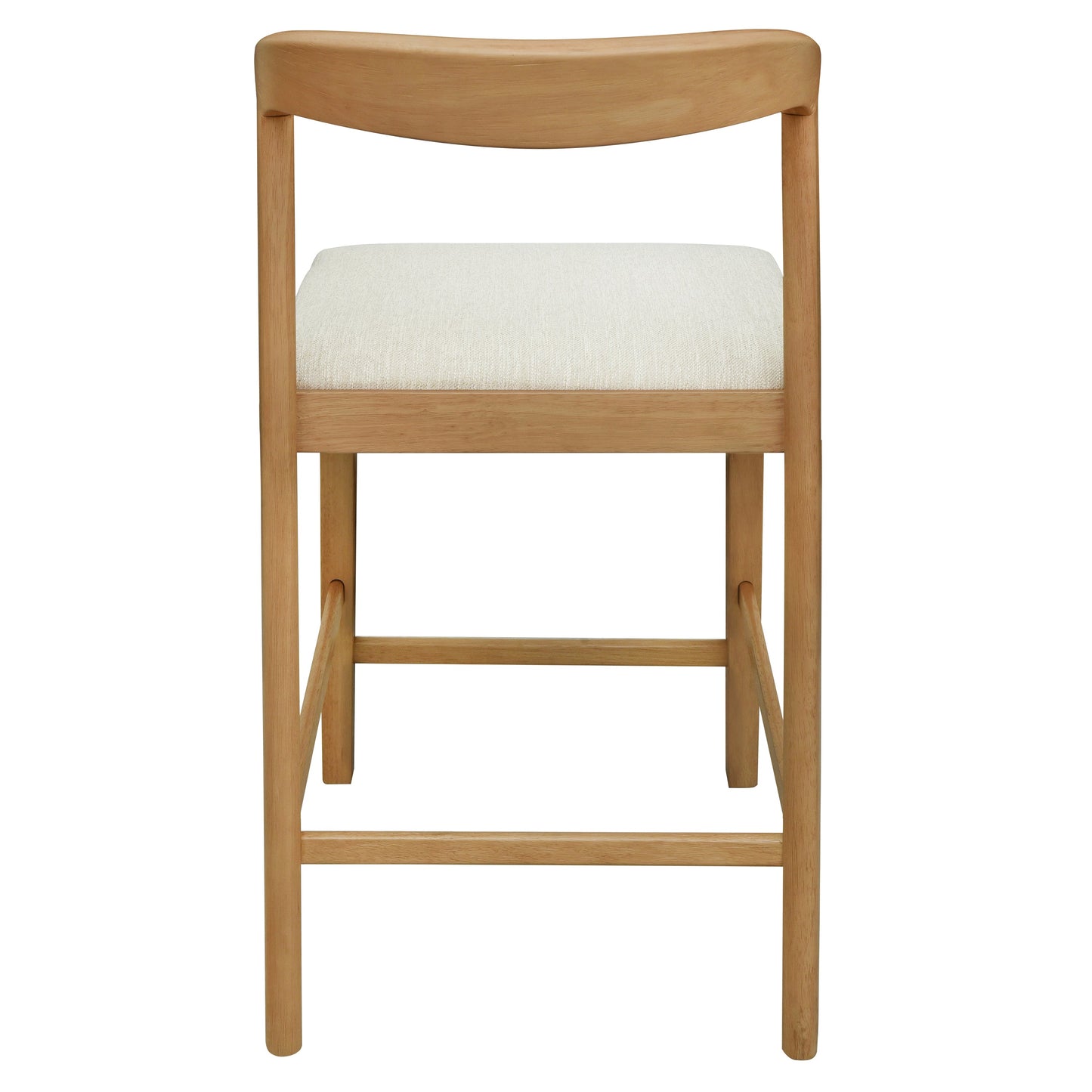 Solid Rubber Wood Counter Stools (Natural Oak + Beige) Set of 2