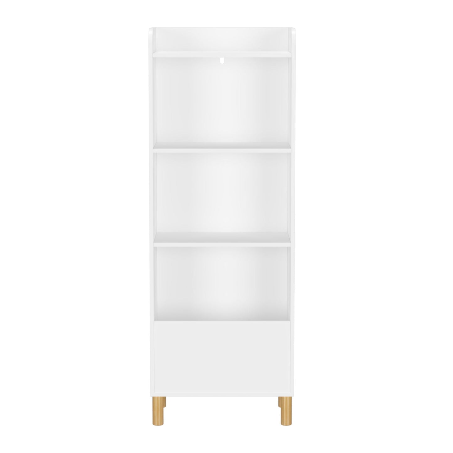 4 Tier Bookcase with Safety Restraint and Storage Cabinet - White