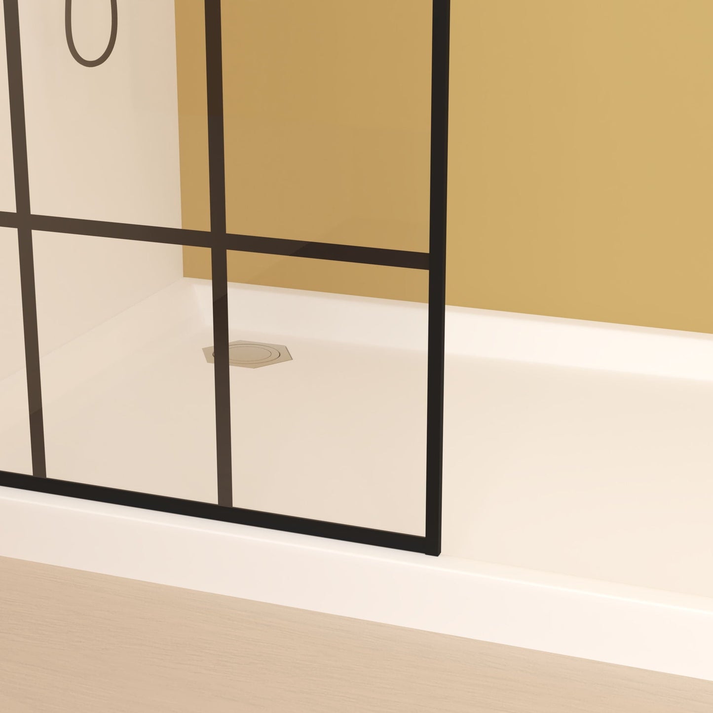 Framed Glass Shower Screen - Matte Black