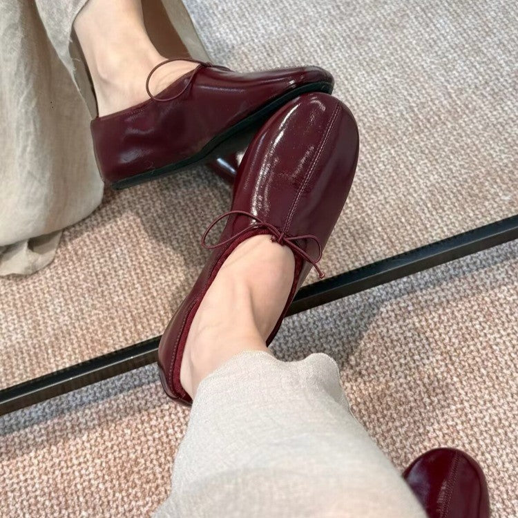 2026 Summer Women French Retro Super Soft Bow Foldable Flats, Egg Roll Ballet Shoes, Mary Jane Casual Shoes