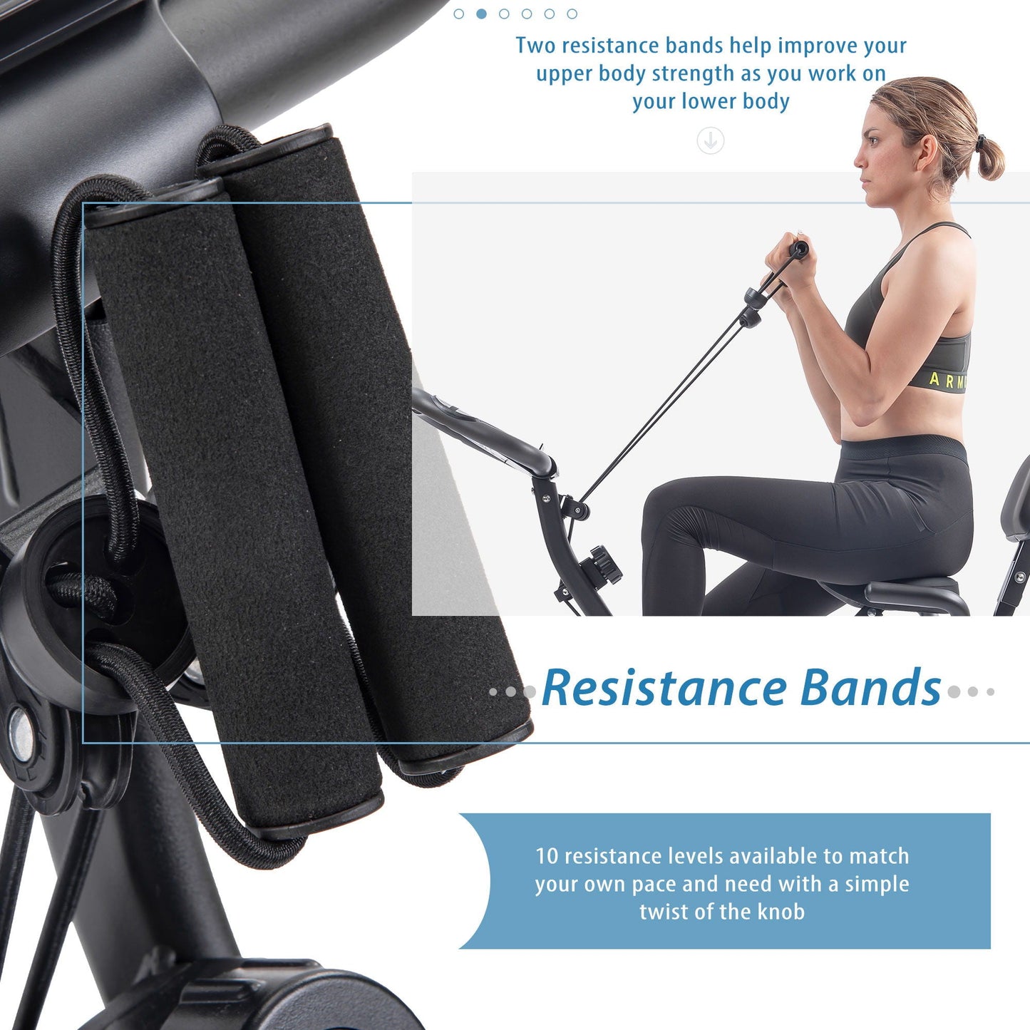 Exercise Bike Folding Stationary Bikes For Home With 16 Level Magnetic Resistance