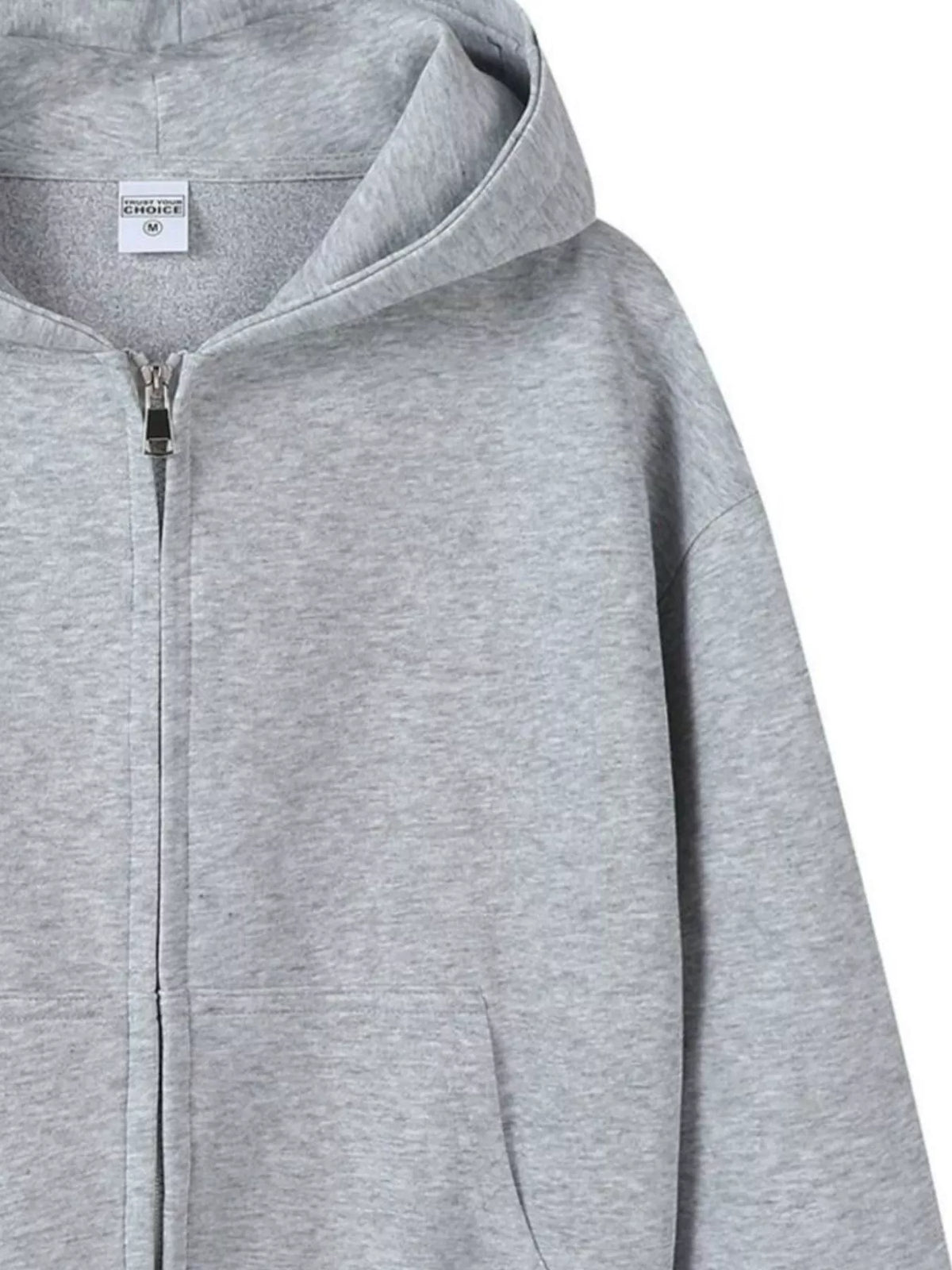 Full Size Casual Zip-Up Long Sleeve Hoodie Plus Size