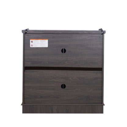 Elegant Sideboard With 2 Acrylic Mirrored Doors, Adjustable Shelf Storage