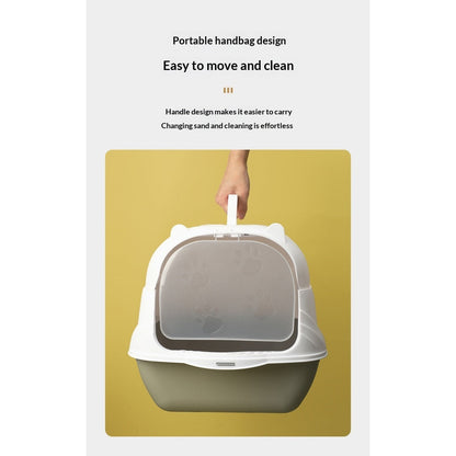 Extra-Large Enclosed Cat Litter Box, Splash-Proof With Detachable Lift-Top Lid