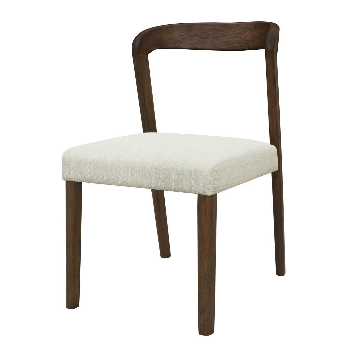 Solid Rubber Wood Dining Chairs (Walnut + Beige) Set of 2