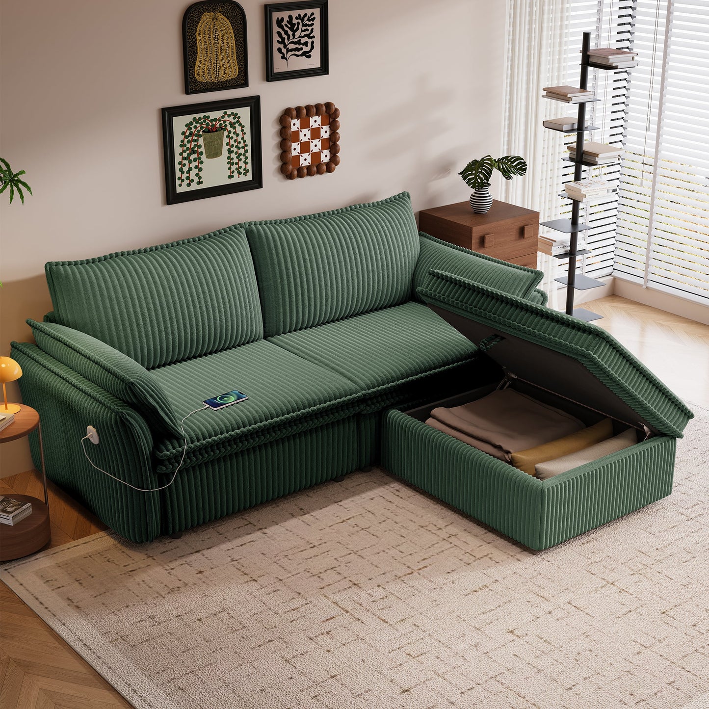 Multi-Functional 85-Inch Convertible Sofa Bed