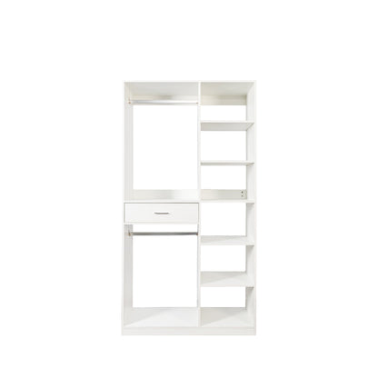 Freestanding Closet System with 6 Open Shelves and 2 Hanging Rods