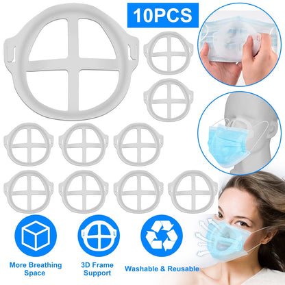 10Pcs 3D Mask Bracket Comfortable Breathing Mouth Mask Inner Support Frame Washable Reusable Mask Holder Stand