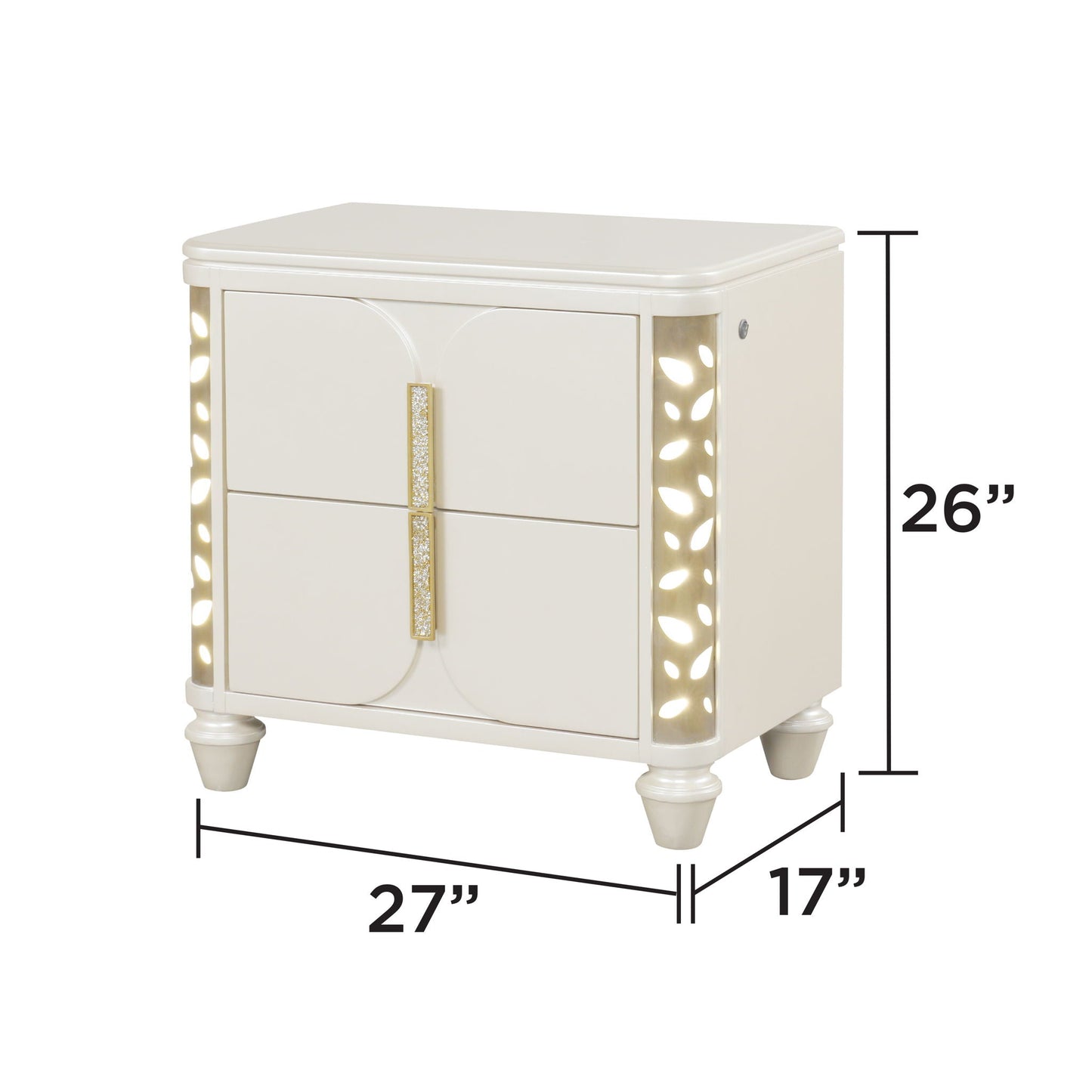 Cinderella - Nightstand With LED Accents And 2 Storage Drawers - Beige