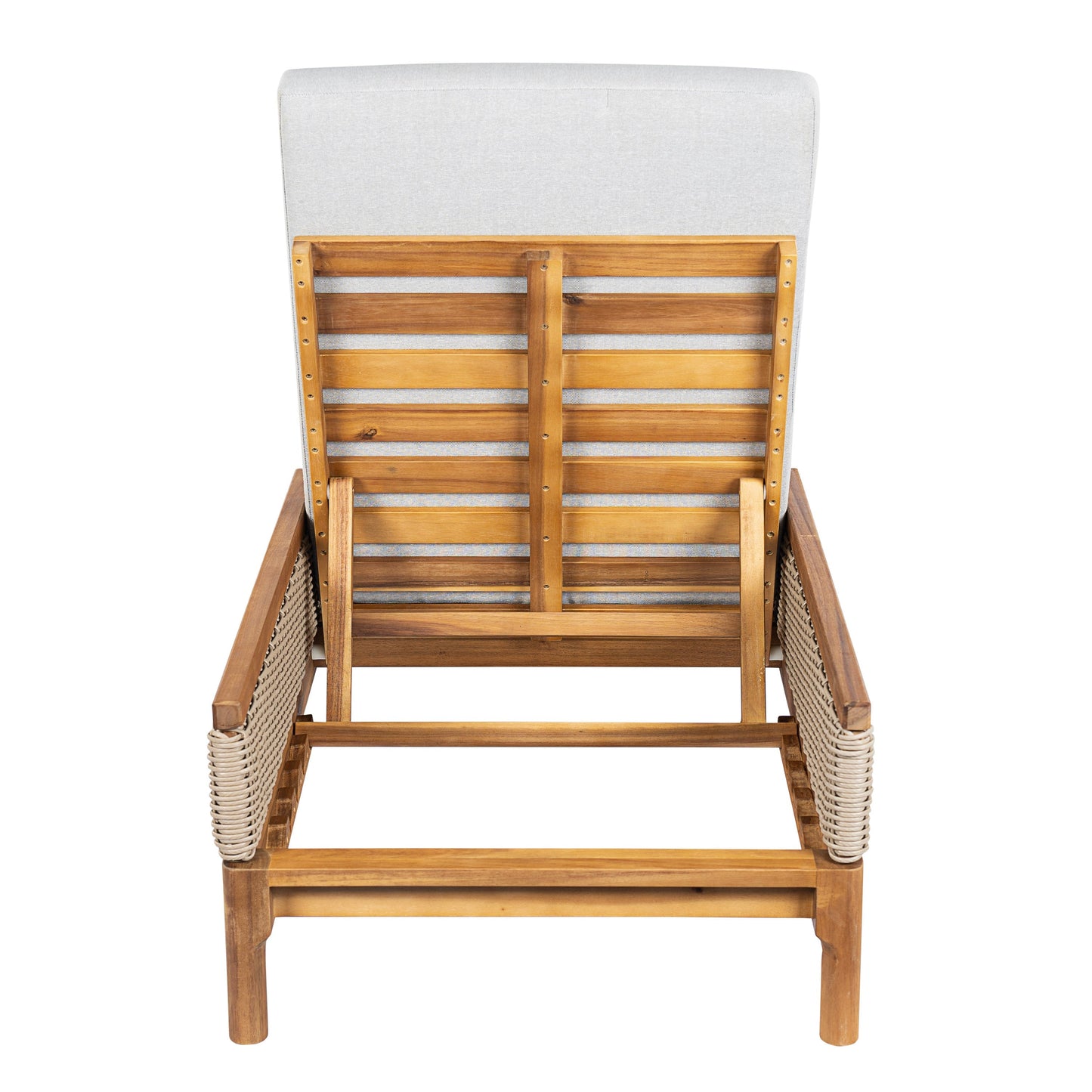 76.8" Solid Acacia Wood Sun Lounger Set of 2 with Grey Cushions