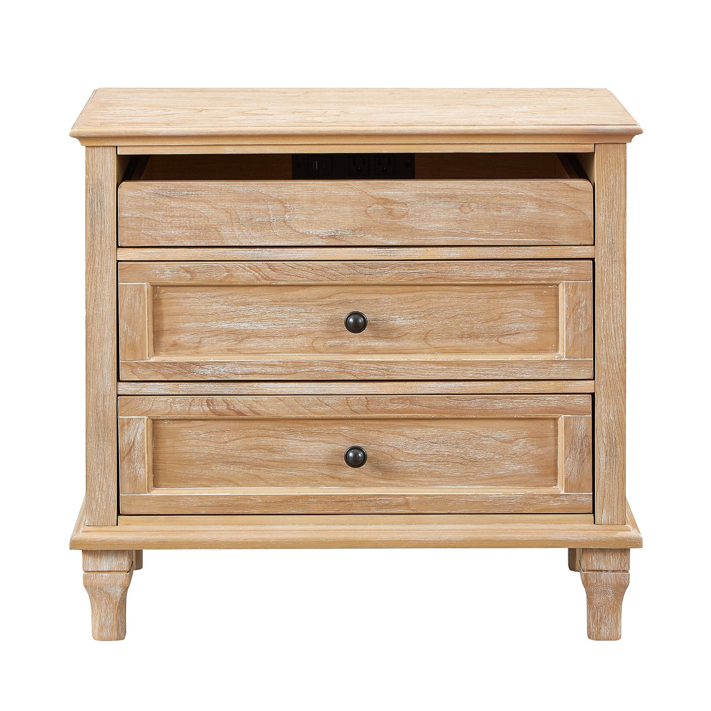 28" Wood Nightstand with Charging Station