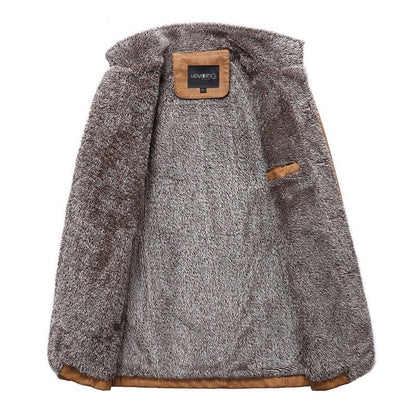 Men's Fashion Lapel Plush Leather Jacket