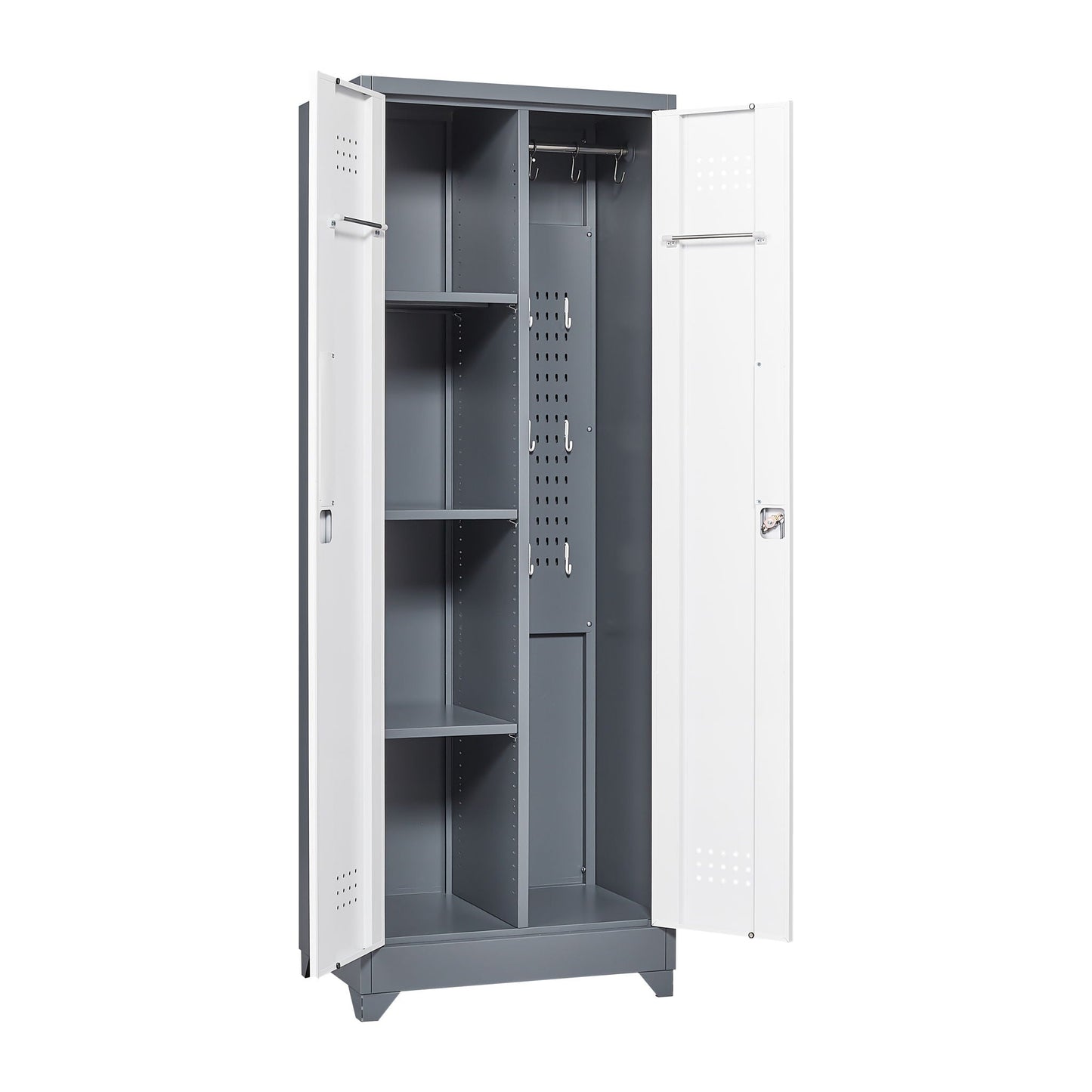 Lockers With Locking Doors, Adjustable Shelves, High Broom Tool Storage Cabinet