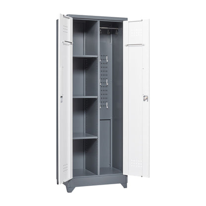 Lockers With Locking Doors, Adjustable Shelves, High Broom Tool Storage Cabinet