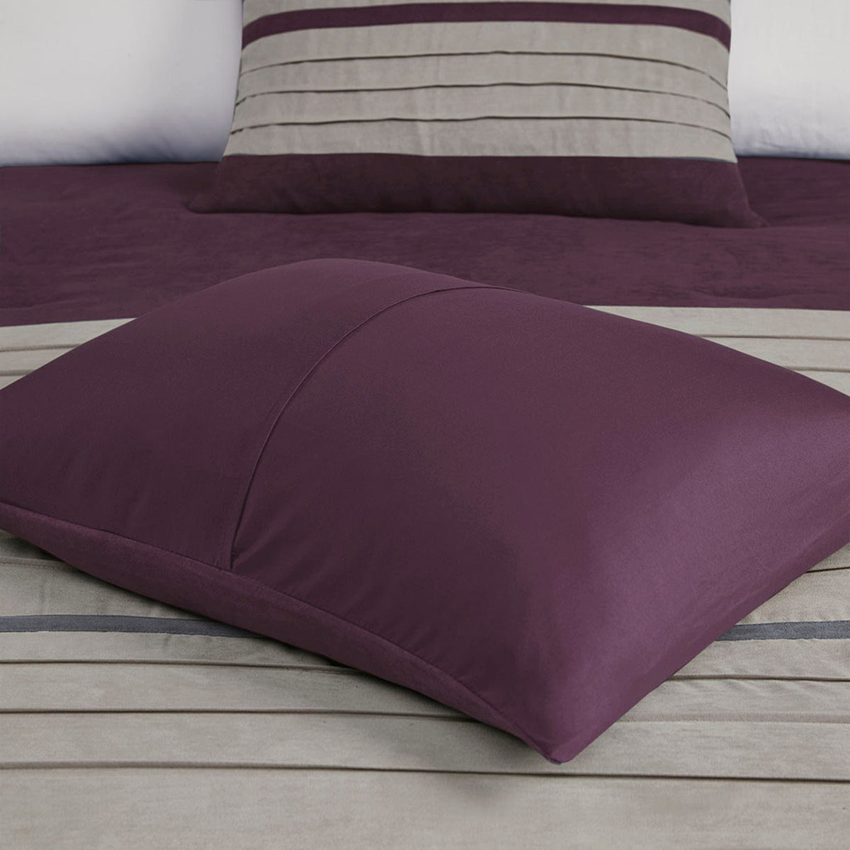 7 Piece Purple Faux Suede Comforter Set Full