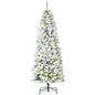 HOMCOM 6ft Pre-Lit Snow-Flocked Slim Douglas Fir Christmas Tree