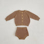 Baby Cotton Yarn Bulky Underpants Cardigan Coat Two-piece Suit