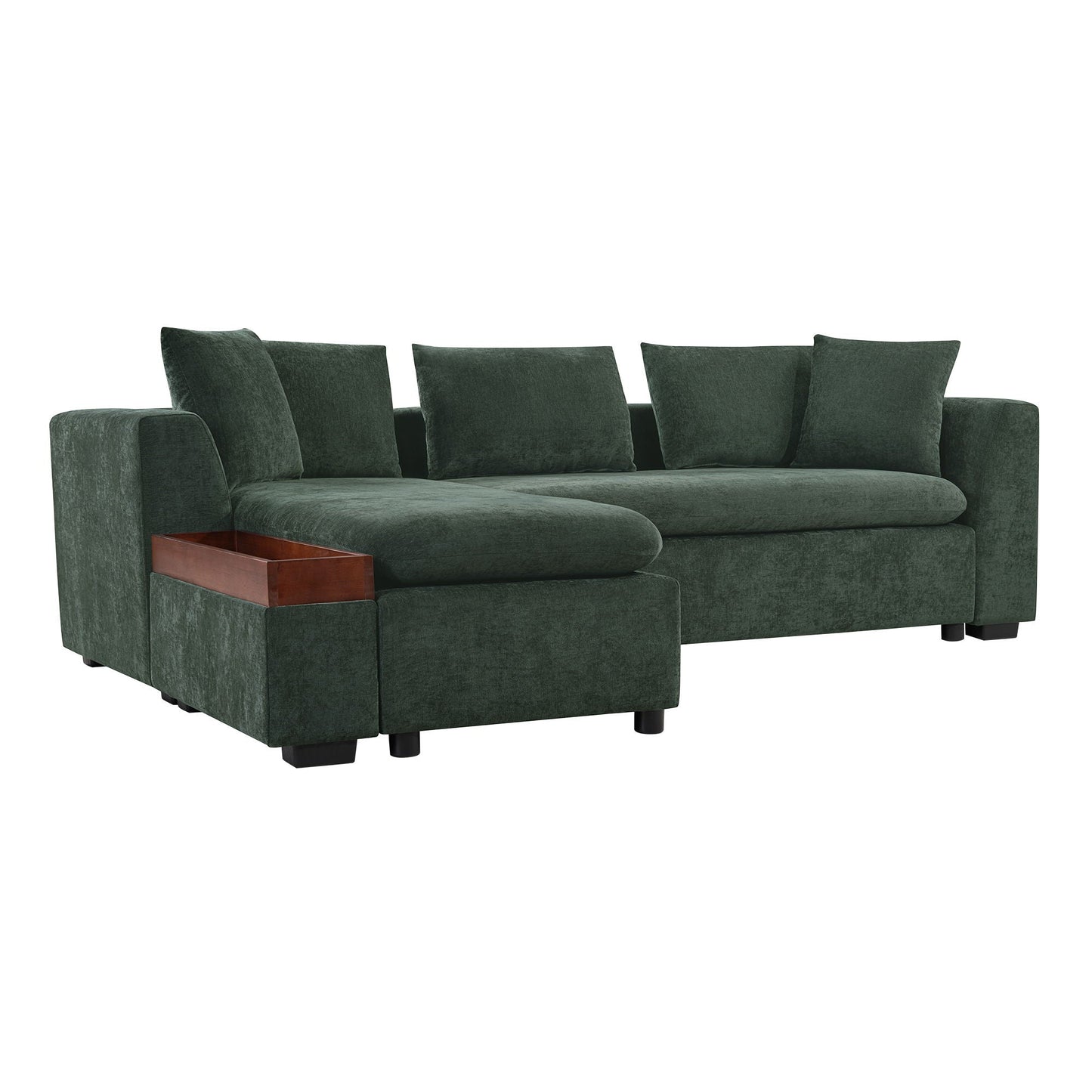 Modern L Shaped Sectional Sofa With Upholstery And Wooden Storage