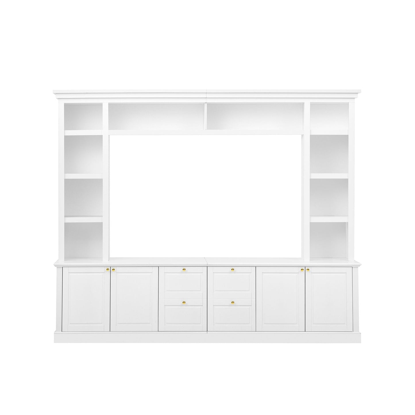 TV Stand With Bookcase, Storage Cabinet With 3 Adjustable Shelves, Living Room Entertainment Center - White