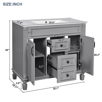 Bathroom Vanity With Top Sink and Soft-Closing Storage