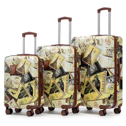 3-Piece PC Spinner Wheel Luggage Set with Printed Pattern