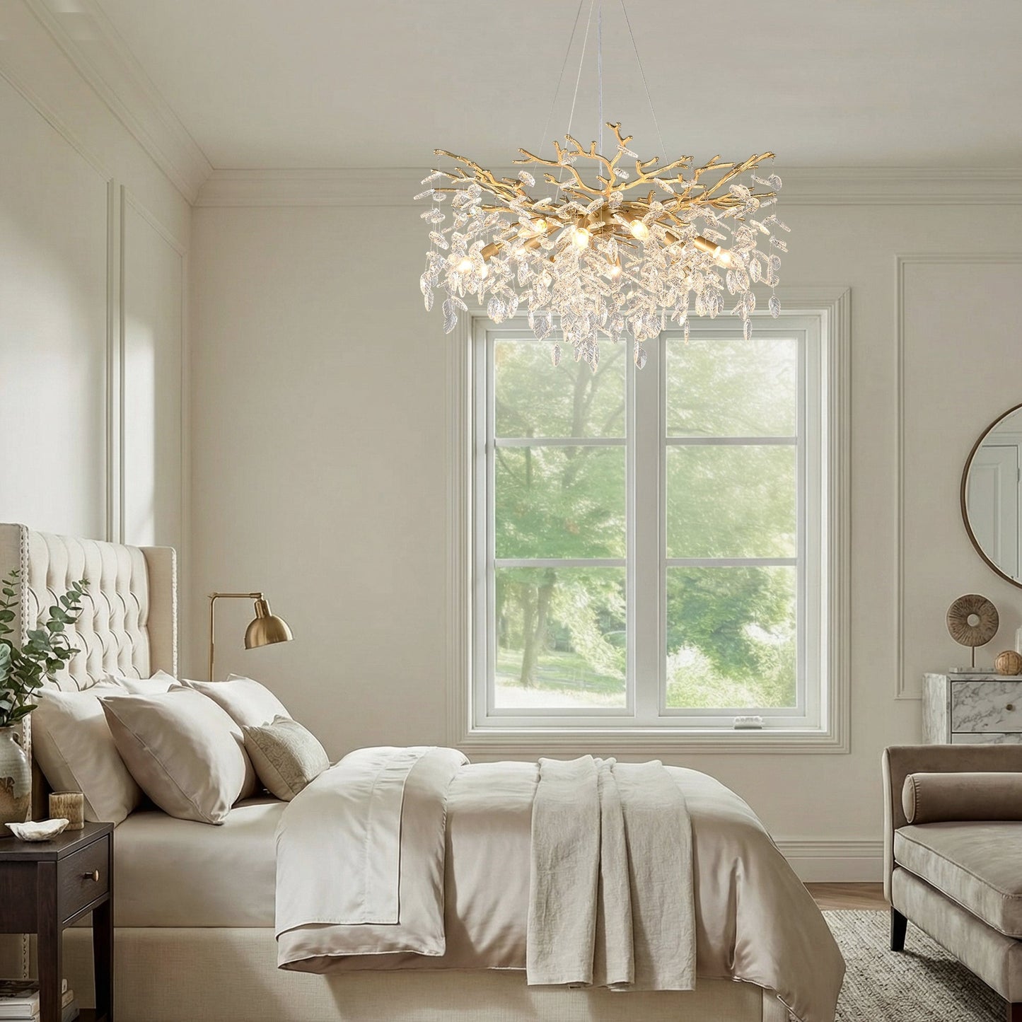 8-Light Crystal Gold Chandelier for Dining Room and Kitchen Island