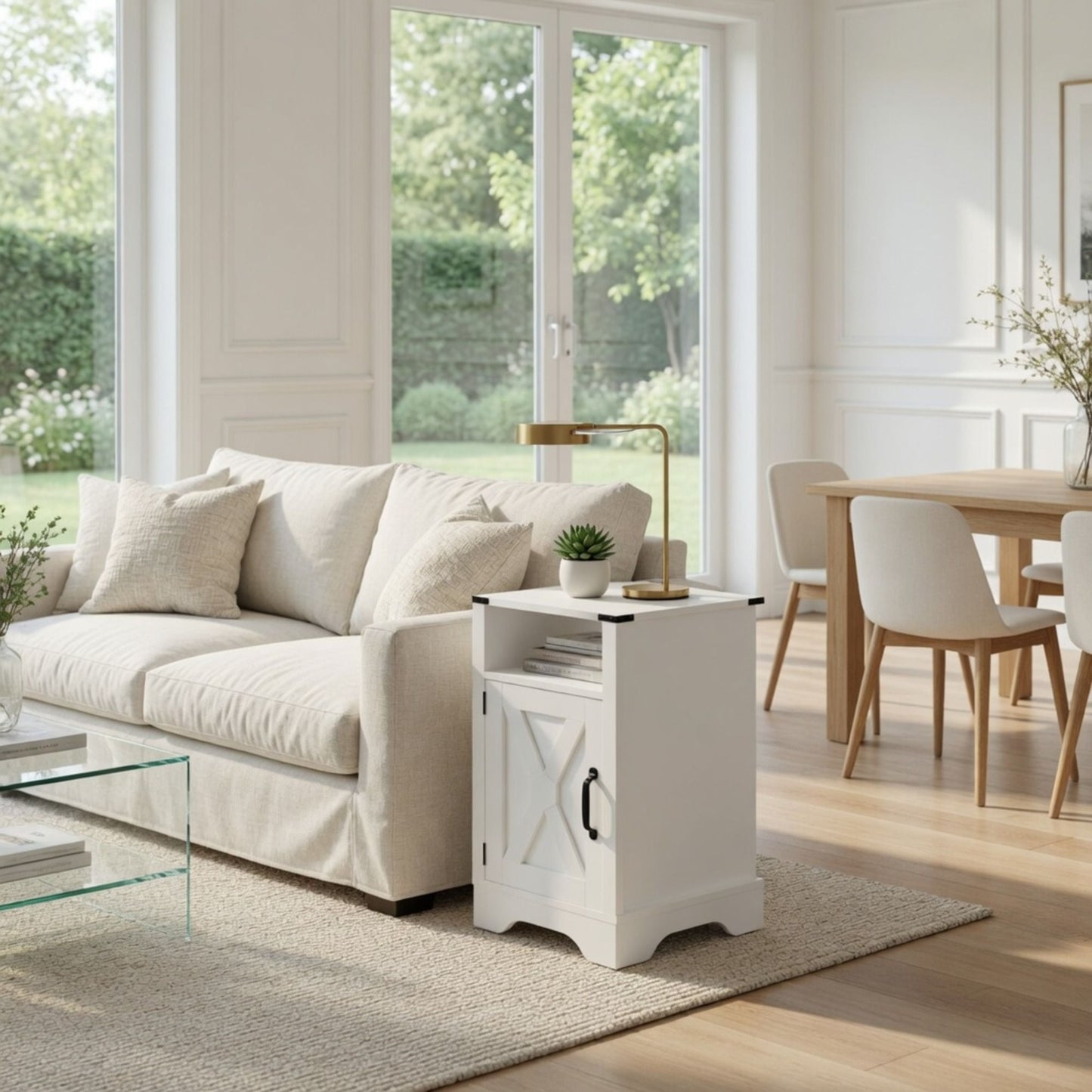 Farmhouse Nightstand, Charging Station & Storage