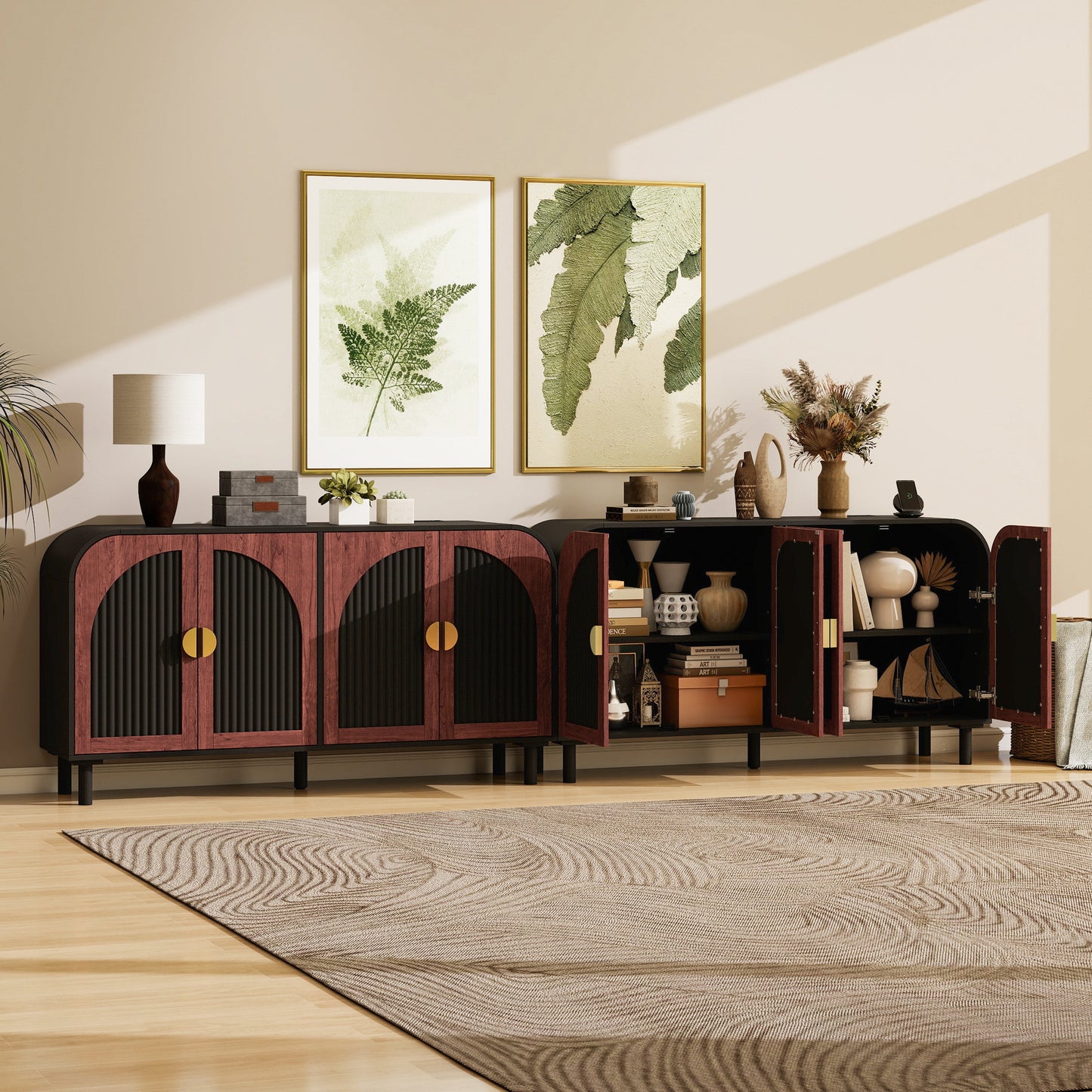 Vintage Arched Sideboard Cabinet with Mid-Century Vintage Style