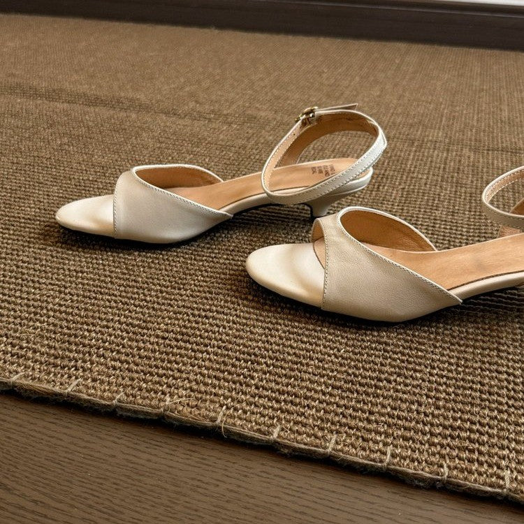 2026 Summer New Women Gentle Retro Sandals, Minimalist Fashion Comfort Kitten Heel Elegant Daily Commute Shoes, Green
