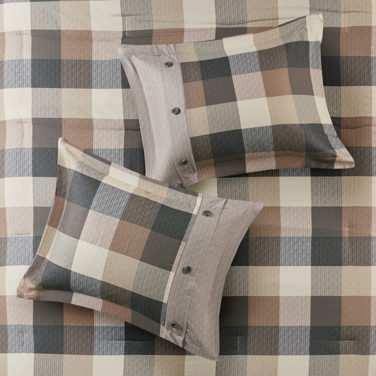 7 Piece Herringbone Comforter Set Neutral King