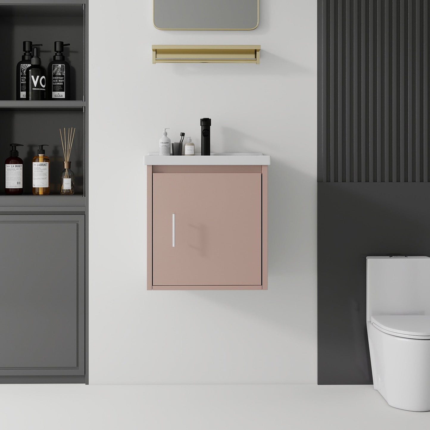 20 Inch Floating Bathroom Vanity with Sink, Soft-Close Door, Ceramic Sink, Plywood