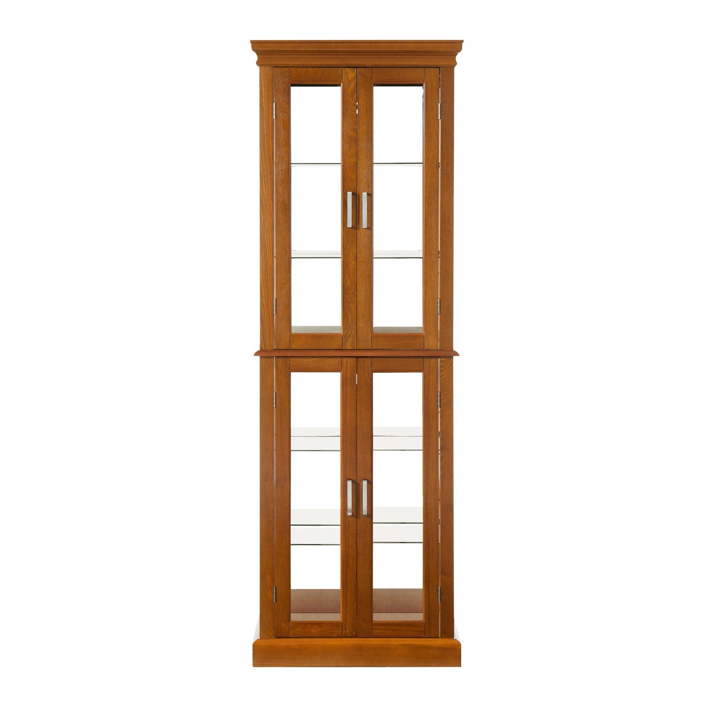 Lighted Curio Cabinet With Adjustable Shelves and Mirrored Back Panel
