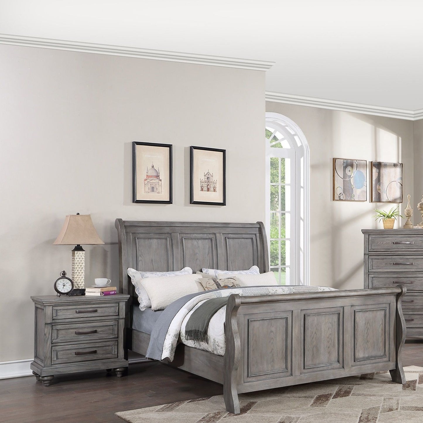 3 Piece Bedroom Set, Bed With 2 Nightstands