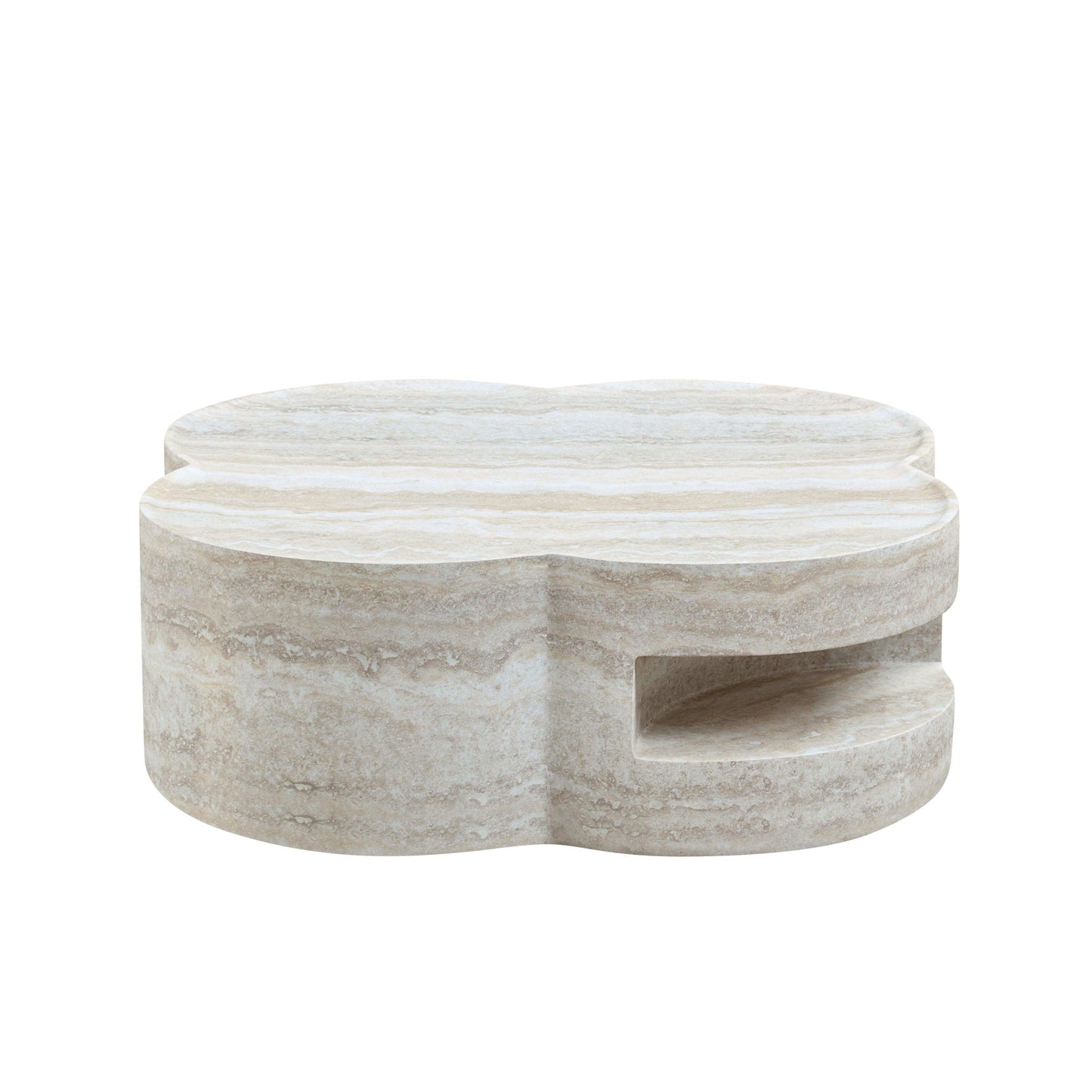 Clover Round Coffee Table With Open Storage - Marble