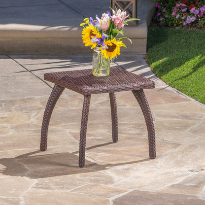 Luminant Outdoor Side Table With Iron Frame - Brown